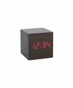 Alarm Clock Wood Cube Dark